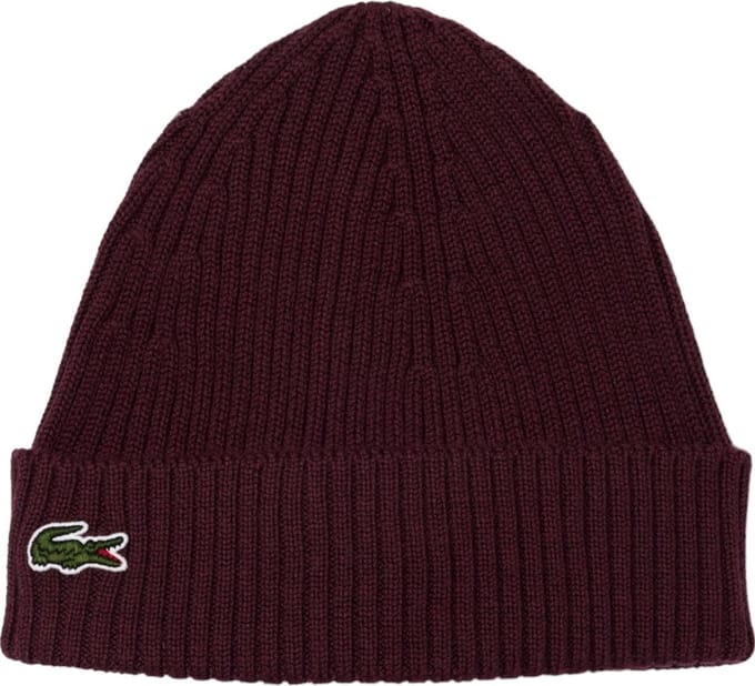 Lacoste muts wol - unisex gebreide muts - espresso bruin