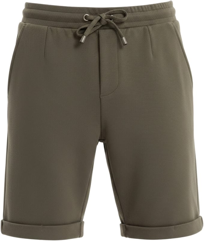 OMBRE Korte Broek - Regular Fit - Viscose - Effen Olijf S