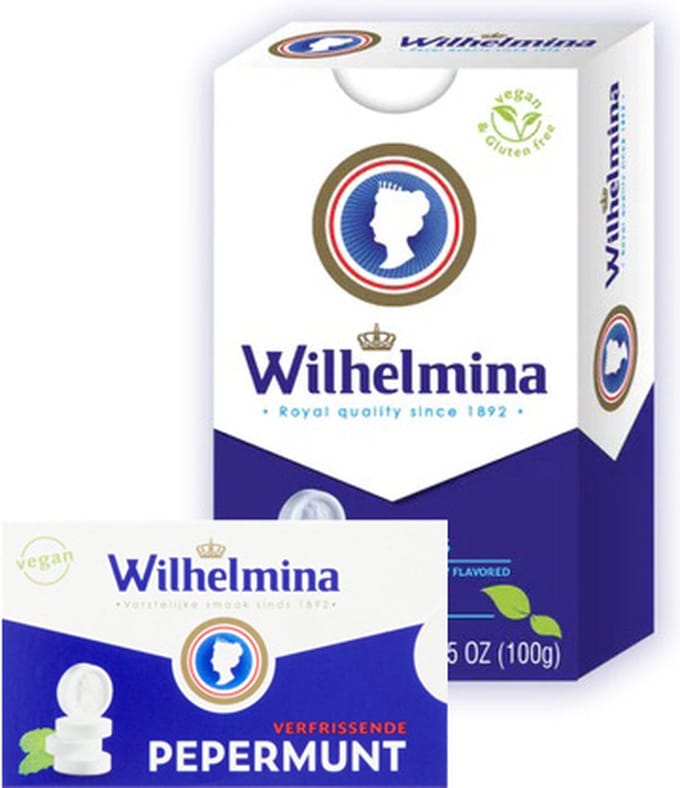 Fortuin - Wilhelmina Peppermunt - Wilhelmina Pepermunt Snoep - Vegan - 24 x 100g