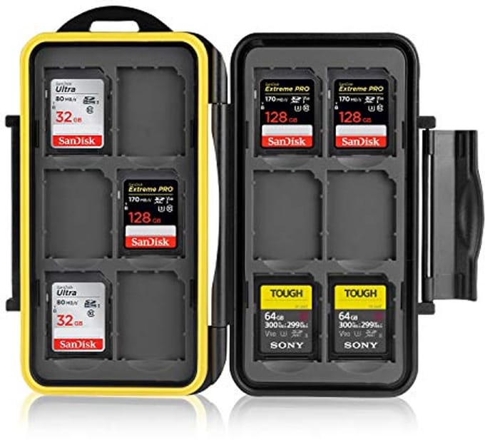 Waterdichte Geheugenkaarten Case voor 12 SD Kaarten - Schokbestendige Bescherming - Compacte Opslagoplossing