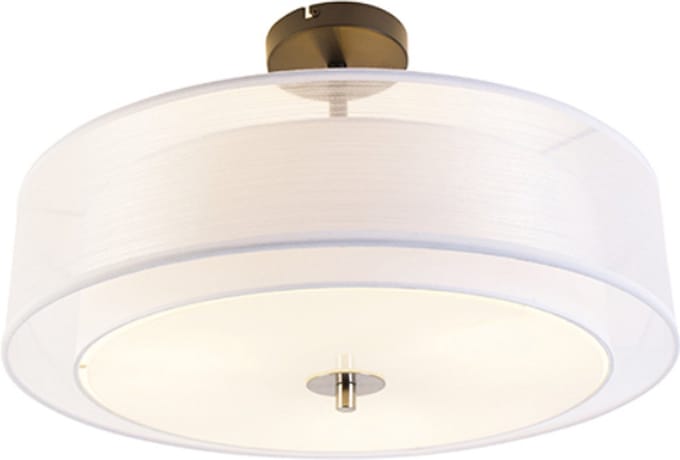QAZQA drum-neutron - Moderne Plafondlamp - 3 lichts - Ø 500 mm - Wit - Woonkamer | Slaapkamer | Keuken