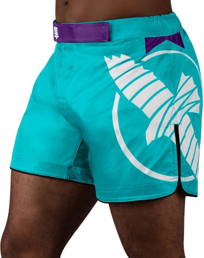 Hayabusa Icon Mid-Length Fight Shorts - Teal / Wit - Maat M