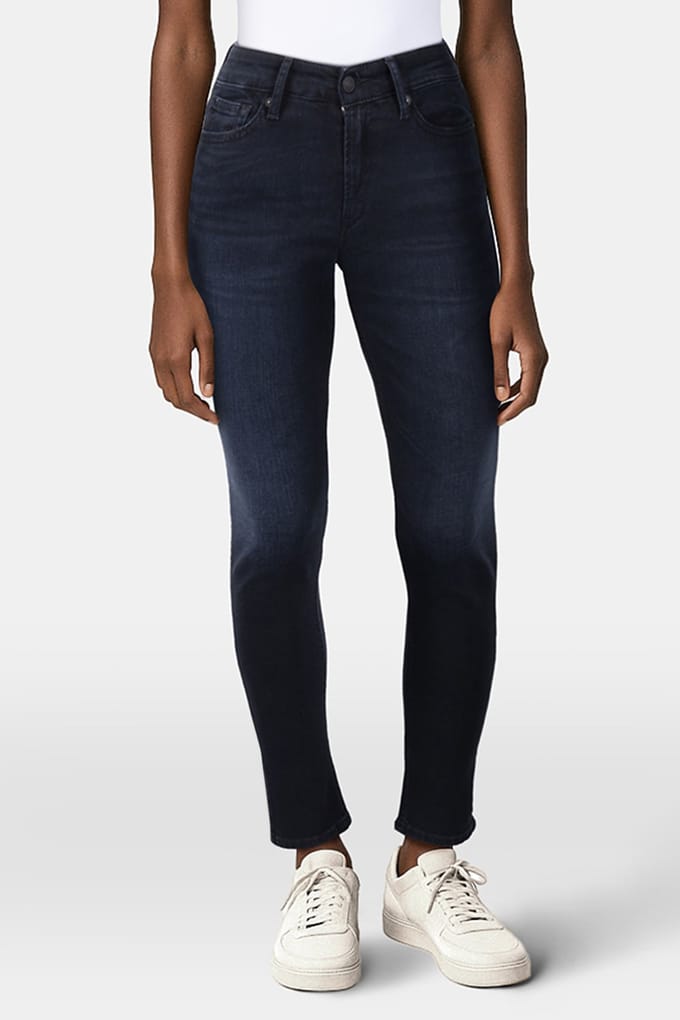 Kings Of Indigo Juno Medium Blue Black Worn Size: W28L34 | Slim Outlet | Dames | Blauw