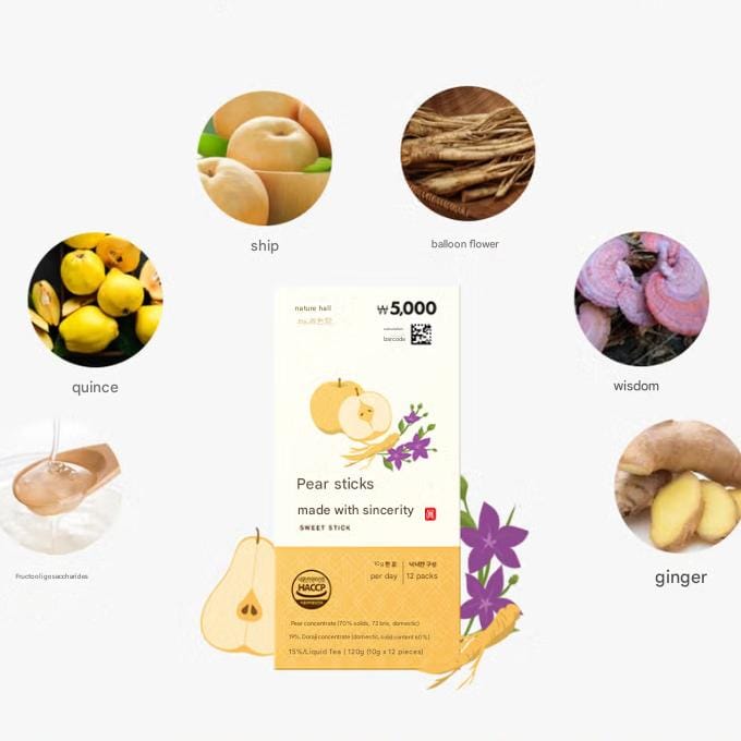 Jayeongwan Oprecht Gemaakt Peer & Ballonbloem Stick 10 g × 12 Sticks  (3 opties) # 12 Sticks x 2 box