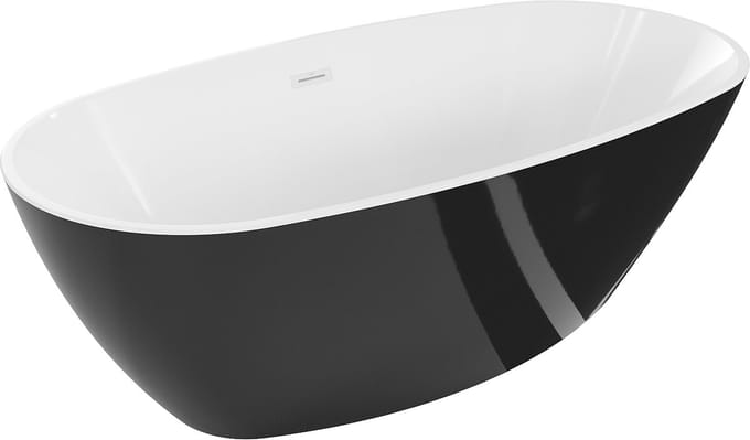 Mexen Eris vrijstaande badkuip 155 x 80 , wit/zwart, witte overloop - 53441558075-20