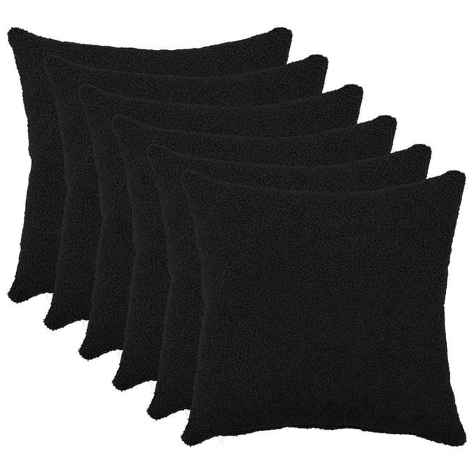 vidaXL - Kussensloop - 6 - pcs - HEERLEN - Zwart - 30 - x - 30 - cm - Bouclé