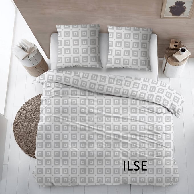 Sleepnight Dekbedovertrek Flanel Ilse Grijs - 140 x 200/220 cm + 1 kussensloop - [Grijs]