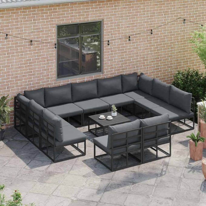 vidaXL - Tuinbank - Set - 12 - st - Zwart - Aluminium