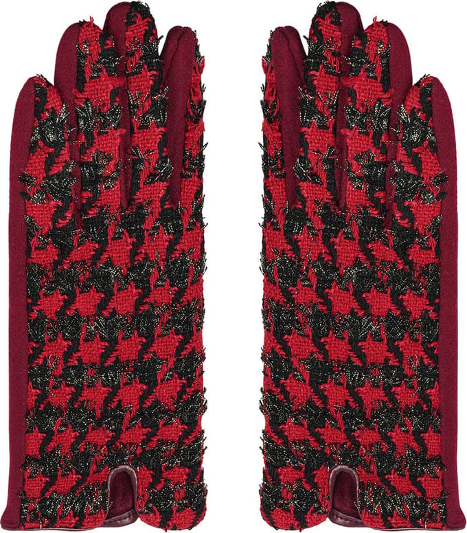 Yehwang - Dames Handschoenen - Touchscreen - Rood - Zwart - Glitter