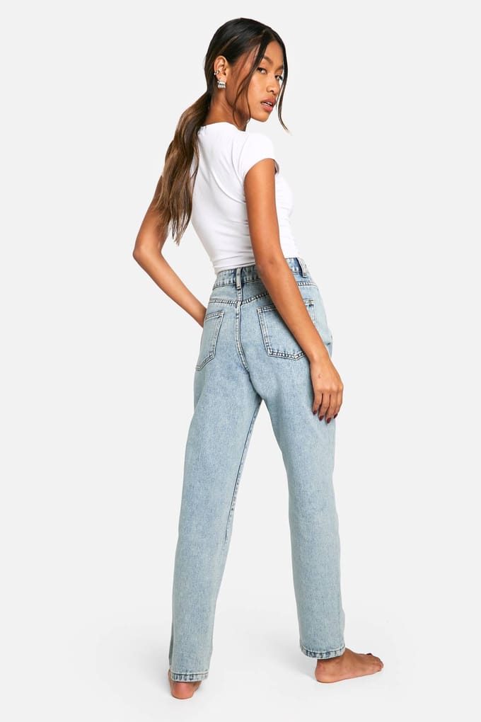 Dames Boohoo Basics Jeans met Hoge Taille en Slim Fit | Light Blue | Maat: 8/32L