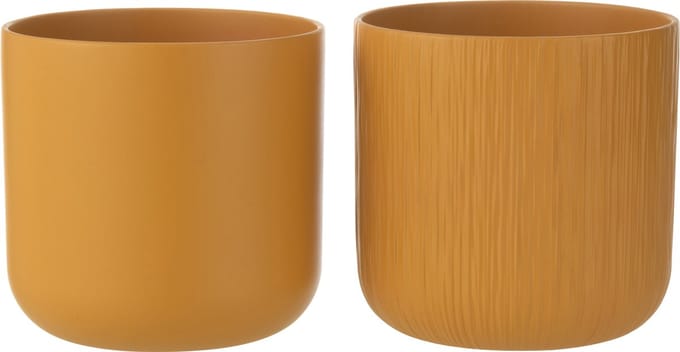 J-Line bloempot Gen - keramiek - oker - extra large - 2 stuks - Ø 20.5 cm