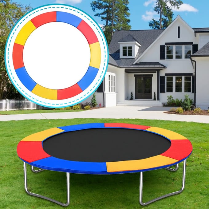 Trampoline beschermrand, randafdekking, randbescherming, trampolinerand 244cm, Rood-Geel-Blauw