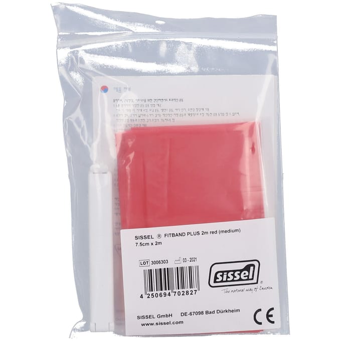 Sissel Fitband 7,5cmx2m Medium Rood + Clip 1 Overige