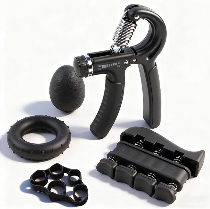 Set Handtrainer Verstelbaar met Vinger- en Polstrainer voor Krachtopbouw