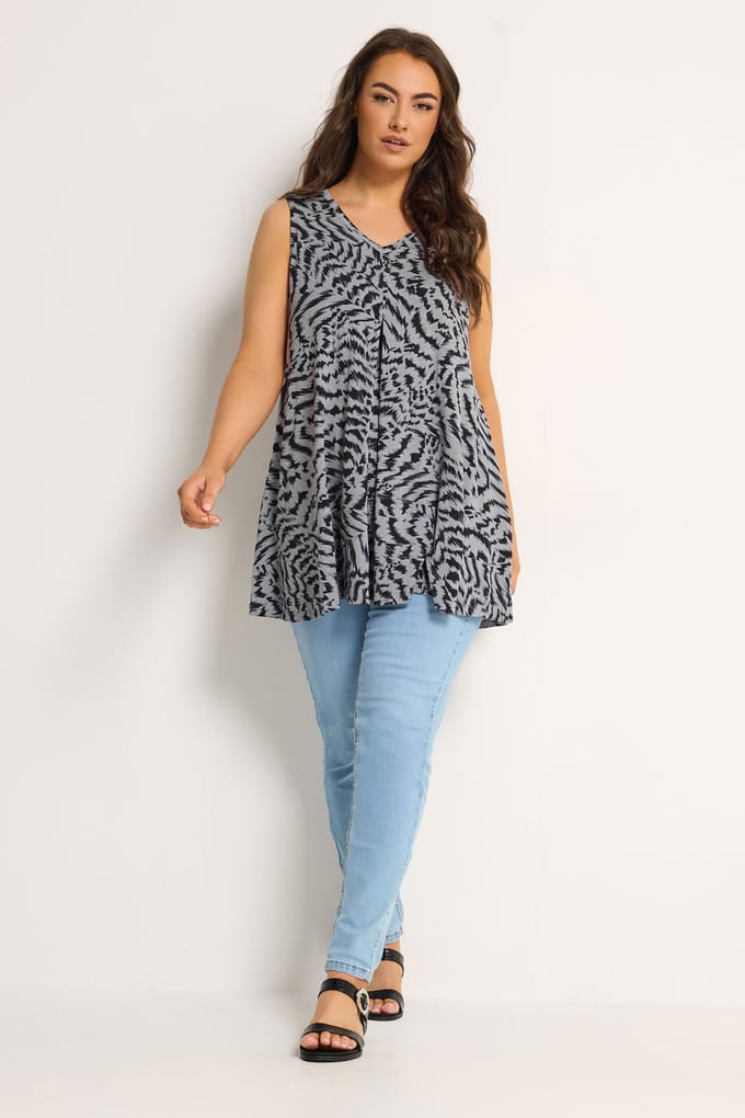 Yours Grijs Abstract Vest Met Dierenprint Size 44