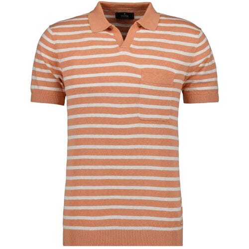 Ragman Trui Short Sleeve Stripe Cotton Linnen Knit Abrikoos / male