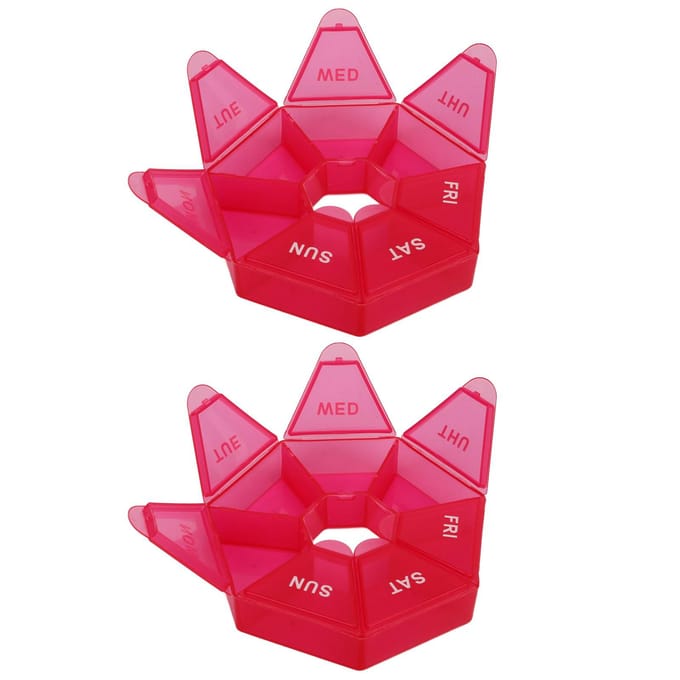 2 Stuks 2 Keer Per Dag Wekelijkse Medicijn Organizer Doos 7 Dagen Medicijn Organizer Kleine Container Houder red