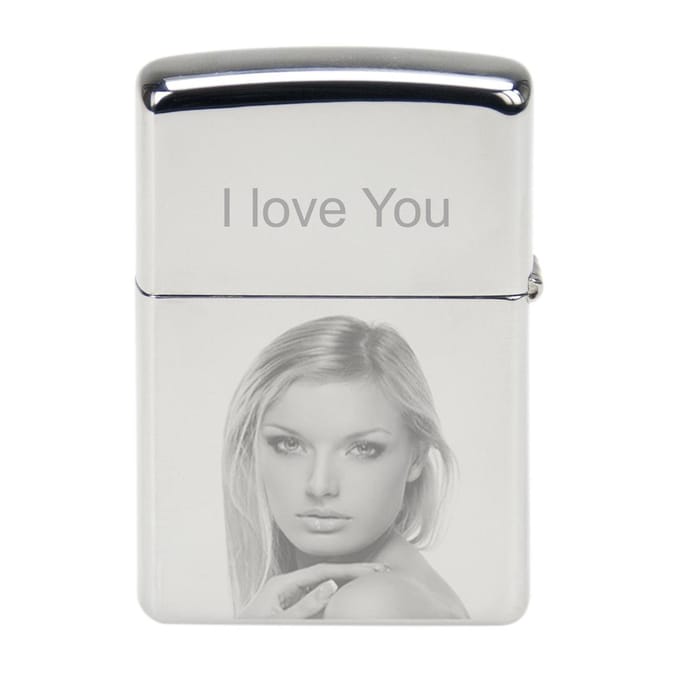 Zippo aansteker chroom bedrukt met uw eigen foto !