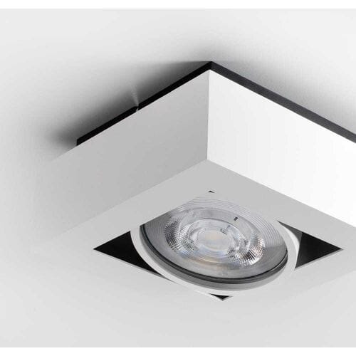 Castor bianco I by LUSENZ - Vierkante plafondlamp met richtbare spot en mat witte coating