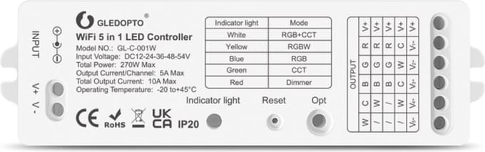 Gledopto Wifi 5 in 1 LED Controller
