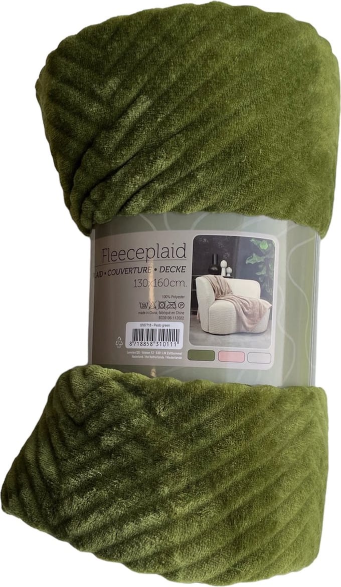Plaid Tom - Pesto groen -Zachte deken-130 x 160 cm