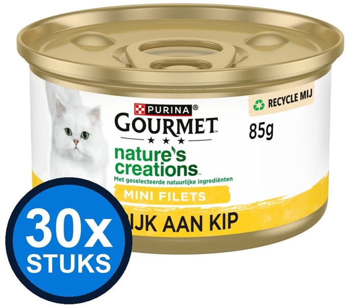 30x Gourmet - Nature's Creations Mini Filets Kip - Kattenvoer Natvoer - 85 g