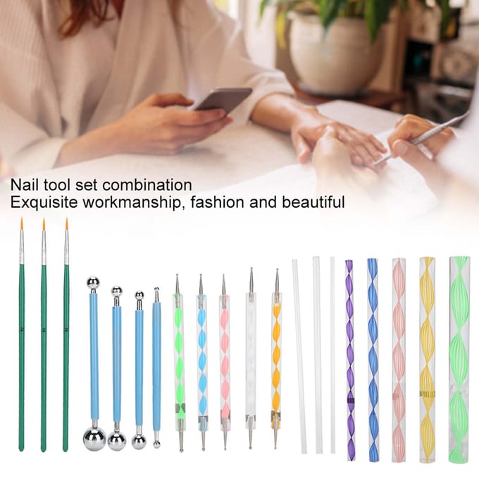 20 stuks Dotting Tool DIY Ball Stylus Acryl Staven Dubbelzijdige Dotting Tools Nagelborstel white