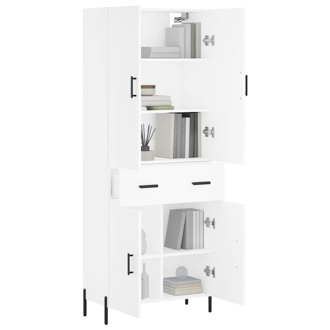 vidaXL - Hoge - kast - 69,5x34x180 - cm - bewerkt - hout - wit