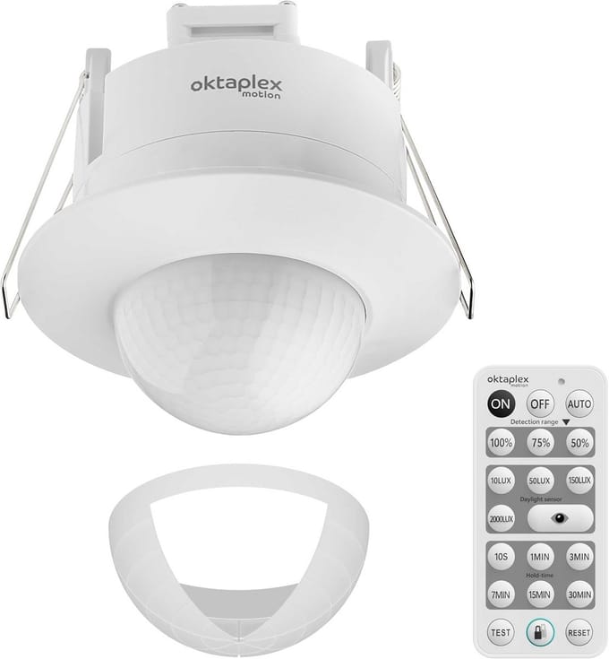 Inbouw Bewegingsmelder 360° met Afstandsbediening - Infrarood Aanwezigheidssensor voor Binnen