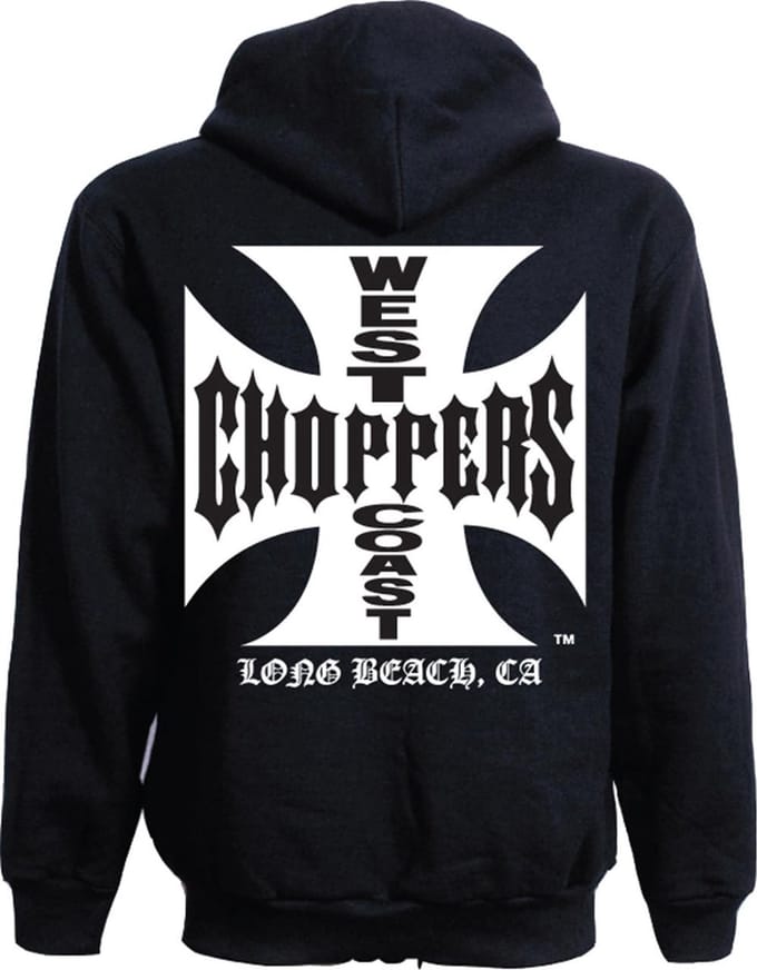 WCC West Coast Choppers Hoodie Iron Cross Light Cotton Zwart