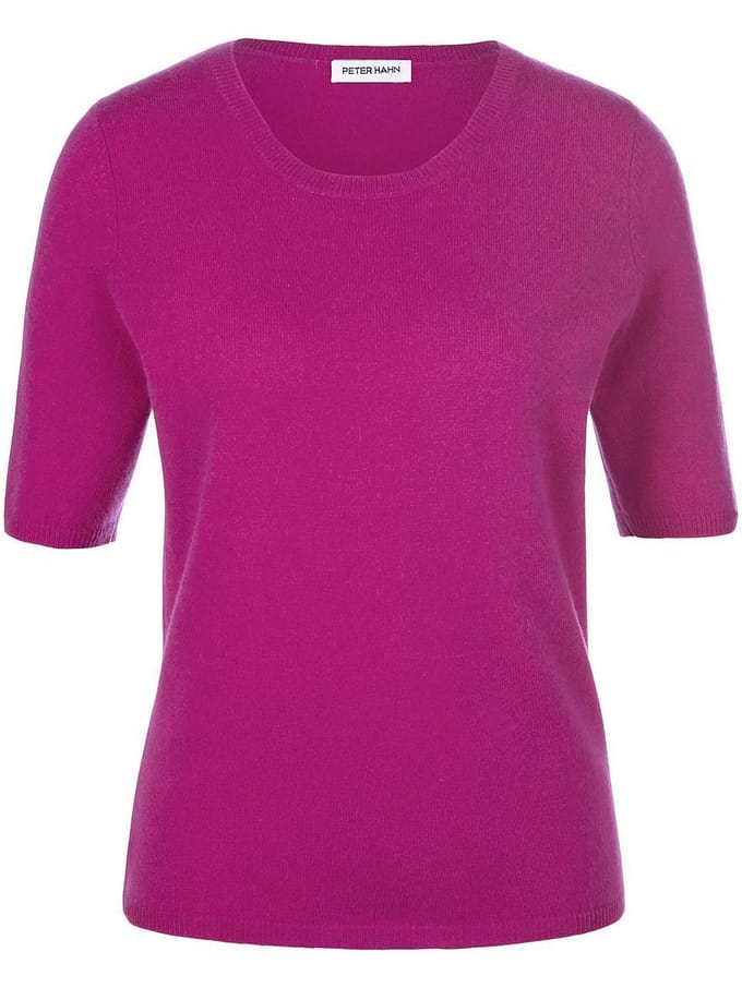 Trui ronde hals scheerwol en kasjmier Van Peter Hahn pink