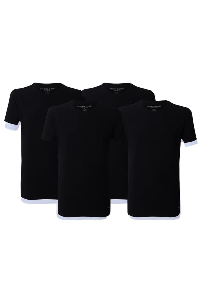 McGregor Premium - Stretch T-shirt - 4-pack Black Taglia: 3XL | Magliette basic Outlet | Uomo | Nero