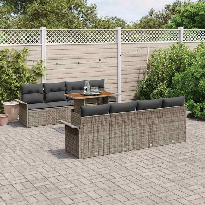 vidaXL - Tuinbank - Set - 7 - st - Grijs - poly - rattan