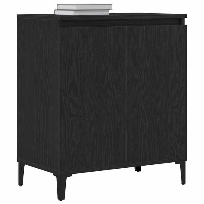 vidaXL - Dressoir - Zwart - Eiken - 60 - x - 35 - x - 70 - cm - Bewerkt - hout