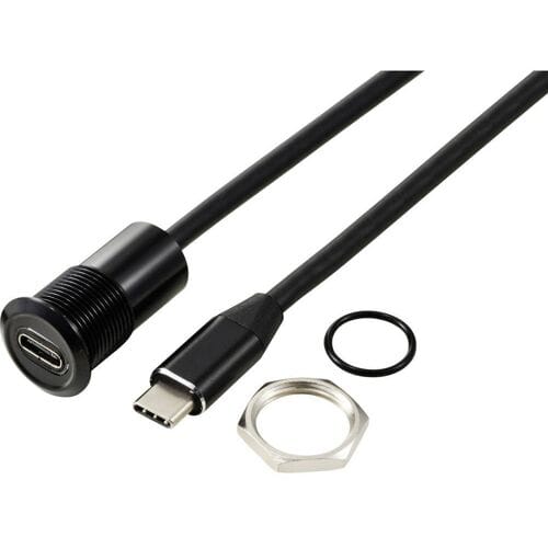 TRU COMPONENTS TC-13376328 USB-C (3.1) bus/stekker, 1 m kabel, zwart 1 stuk(s)
