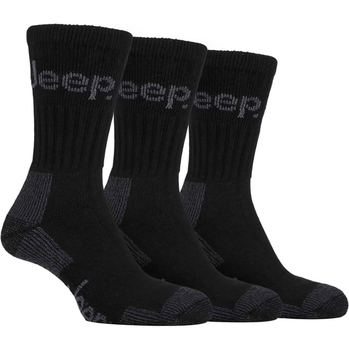 Heren 3 paar Jeep Cushion Sole Hiking werksokken - Zwart