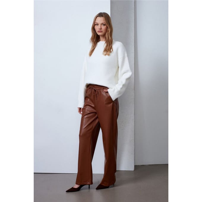 Dames Brede-Pijpen Neplederen Broek