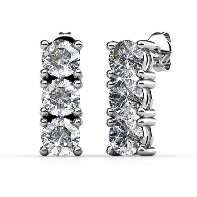 Tri-oorbellen - Zilver en kristal