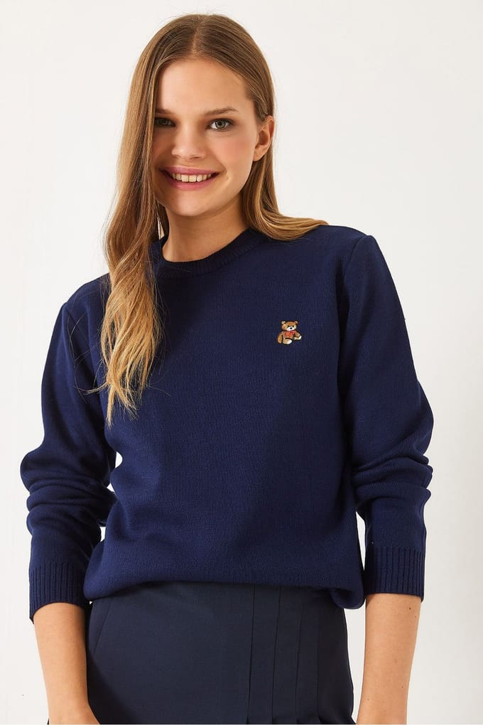 Geborduurd Crew Neck Trui