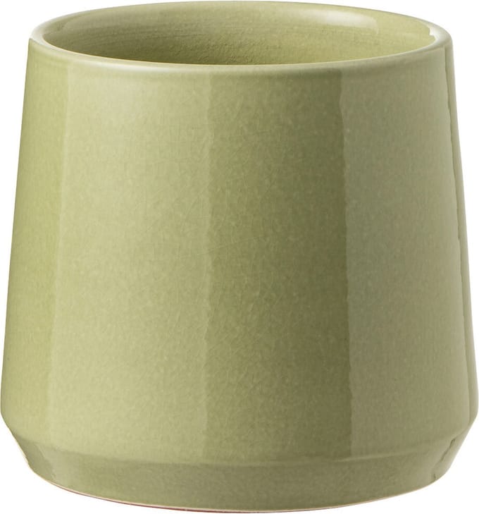 J-Line bloempot Rond - keramiek - groen - small - 2 stuks - Ø 17 cm