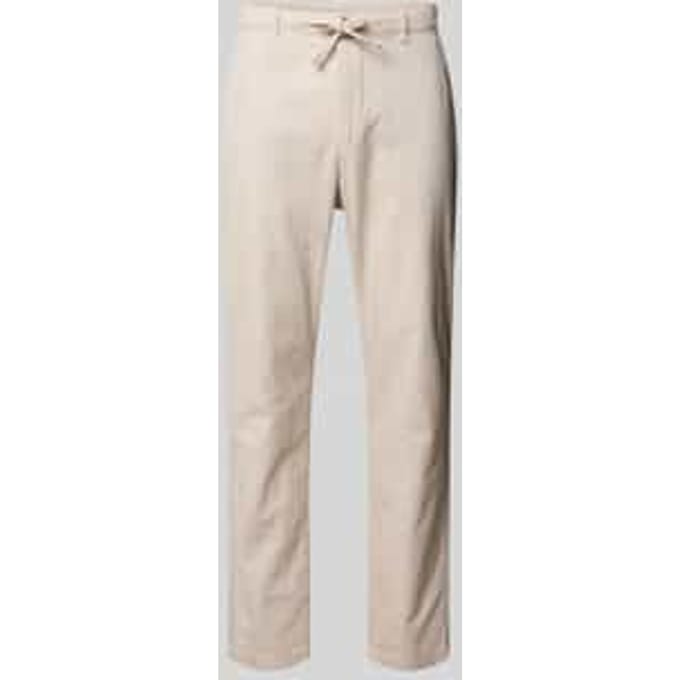 Tom Tailor - Regular tapered chino met trekkoord - Maat M - cashew beige structure