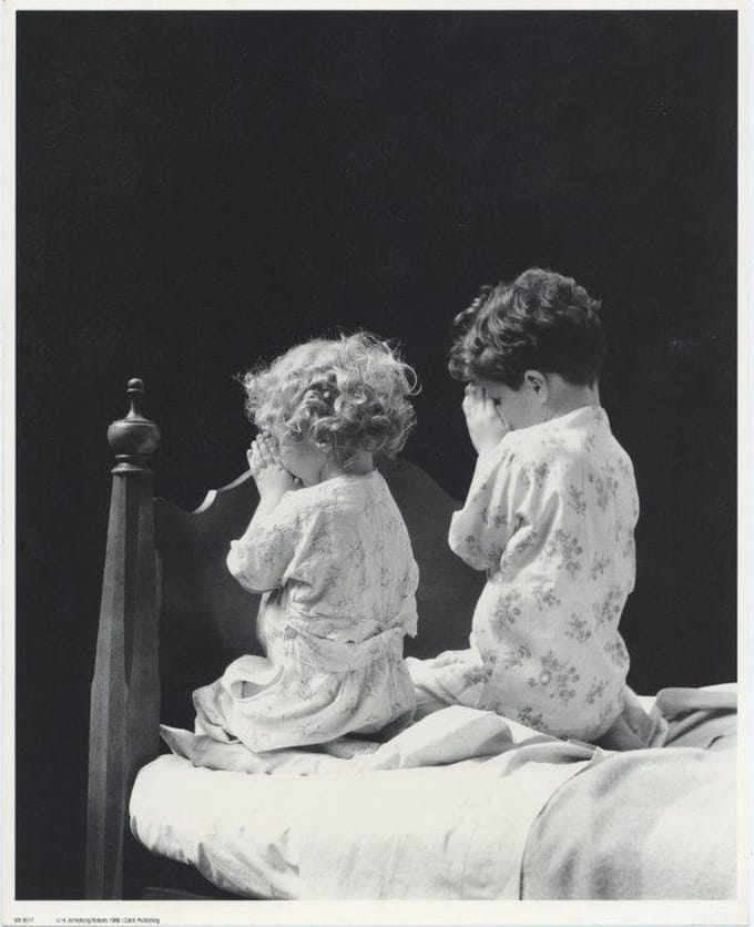 Mini zwart-wit poster - Praying - H. Armstrong Roberts - 24x30 cm