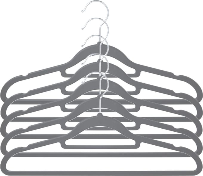 Storage Solutions Kledinghangers anti-slip - 20x - kunststof - met broekstang - grijs