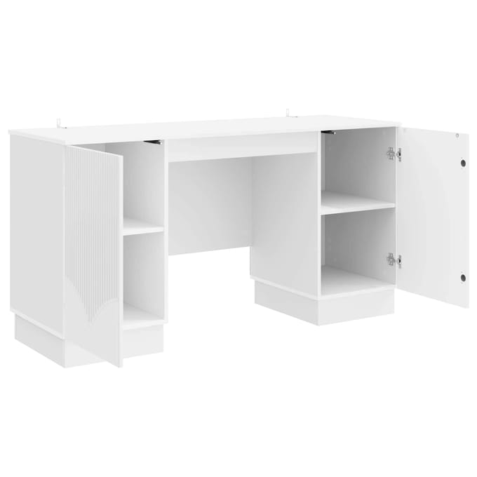 vidaXL - Bureau - Hoogglans - Wit - 142,5 - x - 50 - x - 75 - cm - Bewerkt - hout