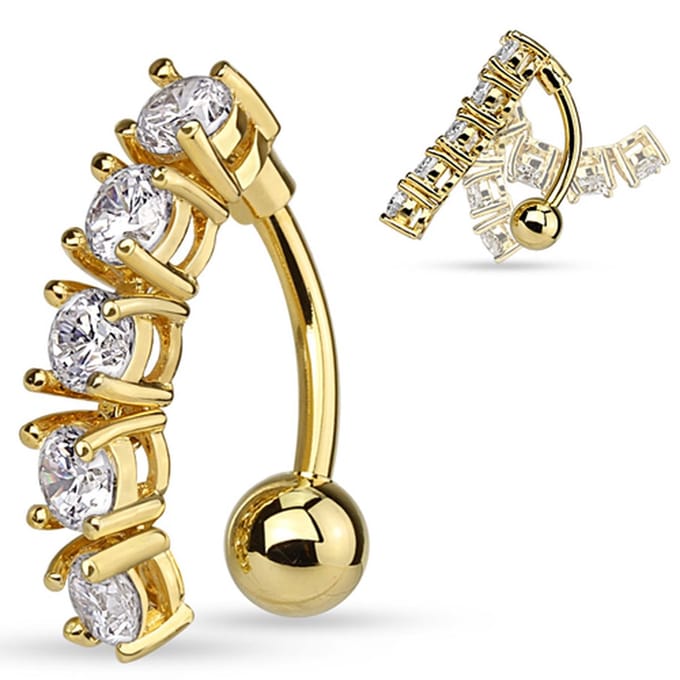 Piercing 5 steentje - goud - LMPiercings