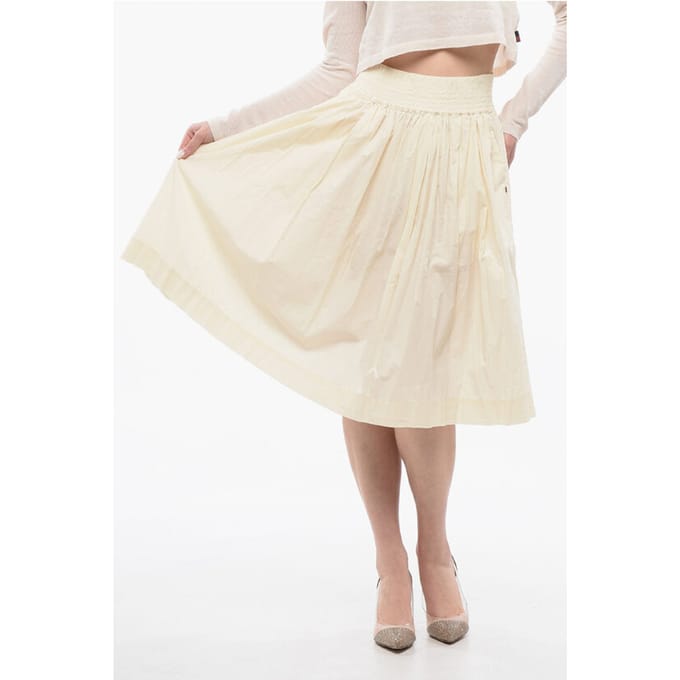 Hoog getailleerde cirkelblouse in beige
