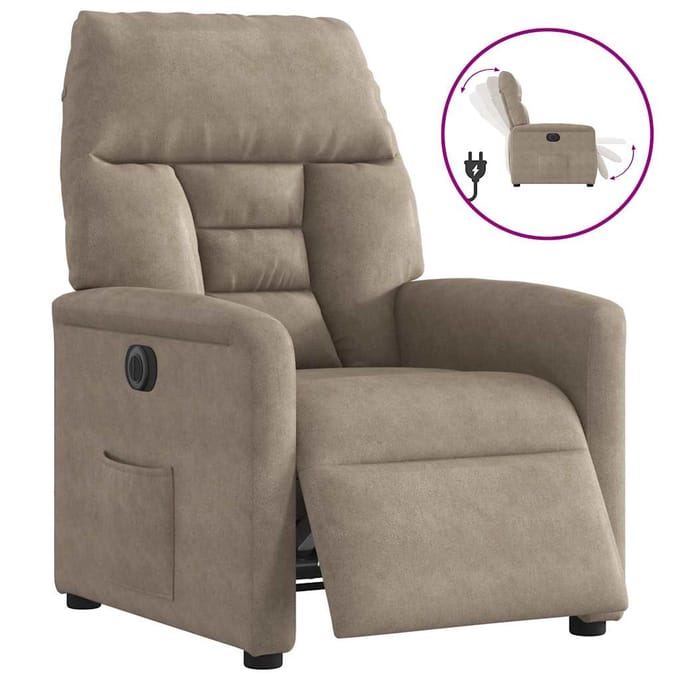 vidaXL - Fauteuil - verstelbaar - elektrisch - microvezelstof - taupe