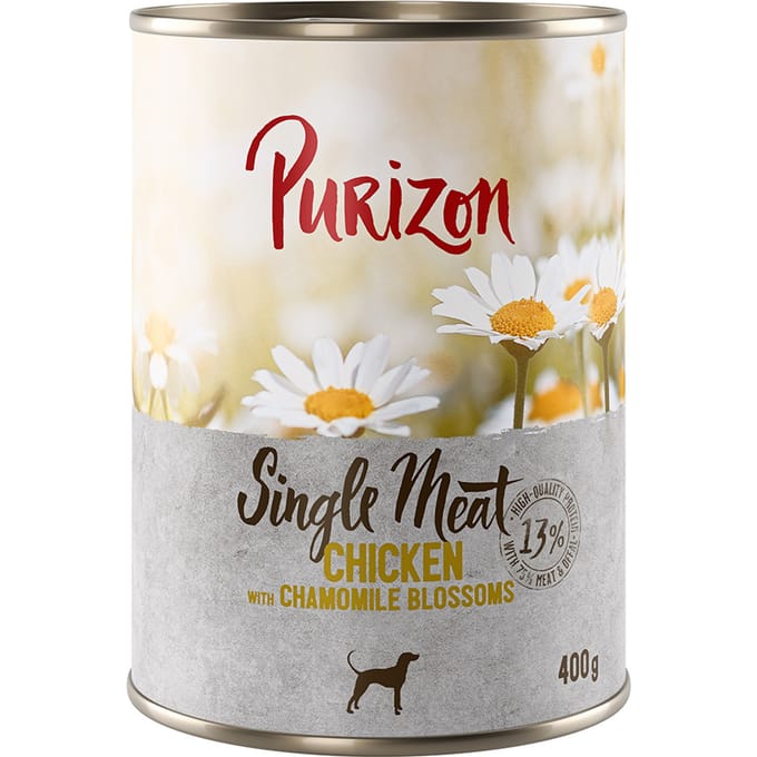 6 x 400 g Single Meat Kip met kamillebloemen Purizon nat hondenvoer