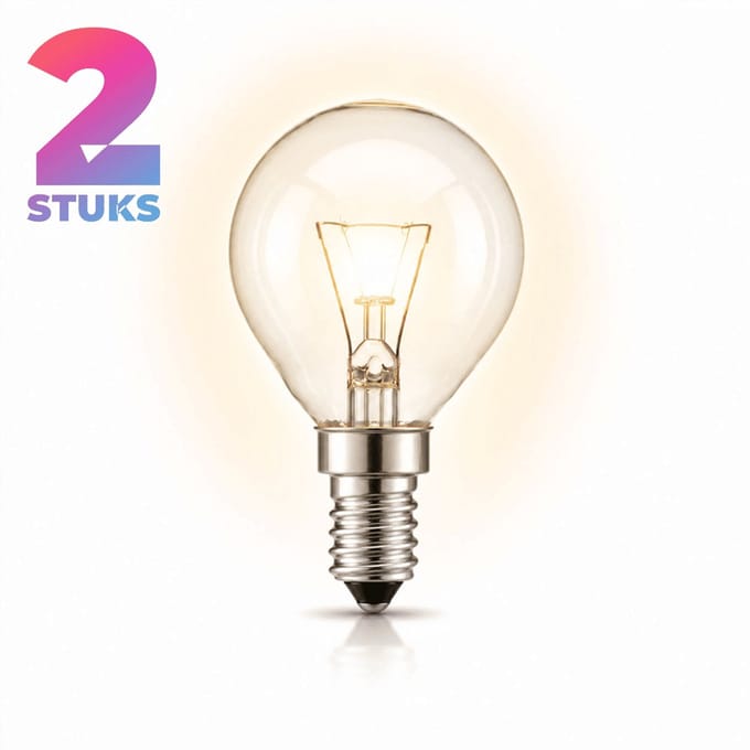 2x Kogel Gloeilamp E14 - 25W - Warm Wit Licht (2700K) - 180 lm - 1 jaar - Dimbaar