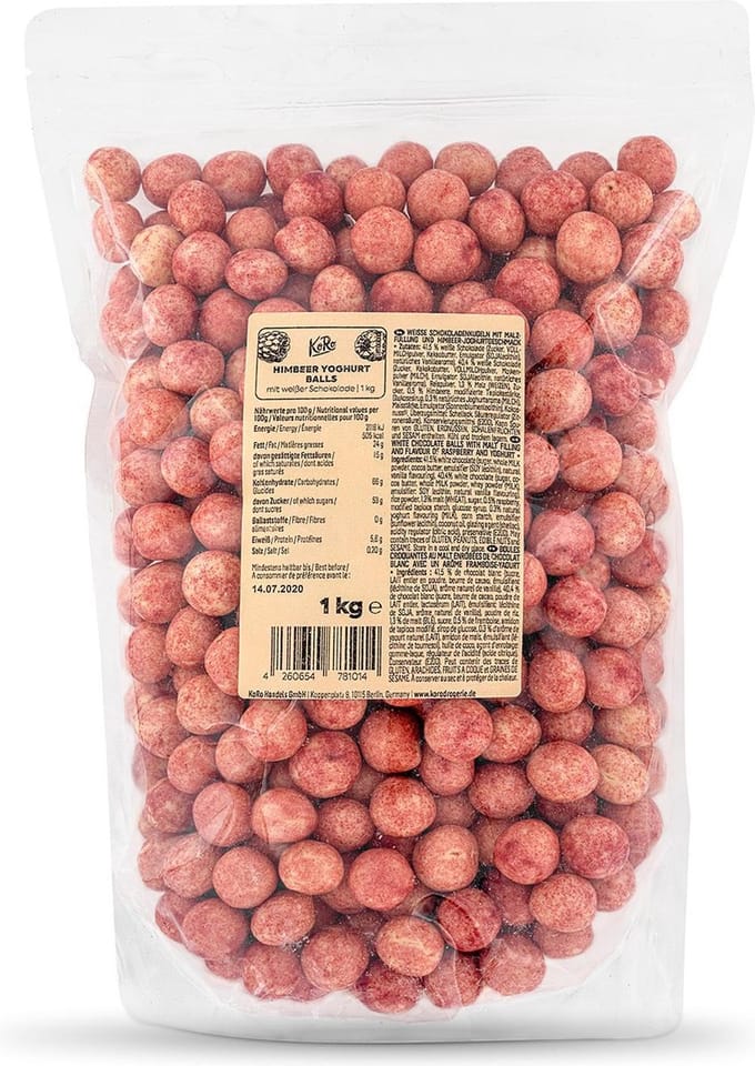 KoRo | Frambozen crispy balletjes met witte chocolade 1 kg